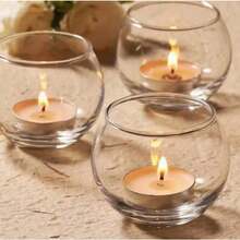 Trintion 12 Piece Circular Glass Tea Lamp Holder, Modern Style, 5cmx5cm, Multi-Color Set, Perfect For Decorating Wedding Centers, Parties, And Family Dining Tables - Transport - View 5