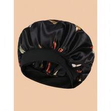 Butterfly Pattern Hair Bonnet Silk Bonnet Satin Bonnet - màu đen - Xem 1