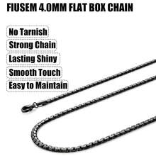 Black Flat Box Chains For Men, 2.5/3/4/4.5/5mm Stainless Steel Chain Necklace, Necklaces For Men And Women 16-28 Inches - Đen 4MM - Xem 5