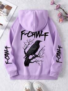 Damen Lässiger, weiter Kapuzenpullover, modisch und bequem, minimalistisch - Mauve - Übersicht 7