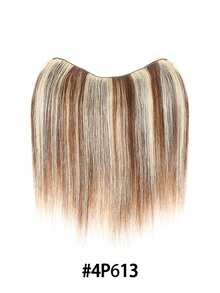 Clip In Human Hair Extensions 1 Piece 5 Clips Brazilian Human Remy Hair Extensions U Piece WIg Clip-In Natural Straight One-Piece Clip Ins #4P613 #Gray - Multicolor - View 5