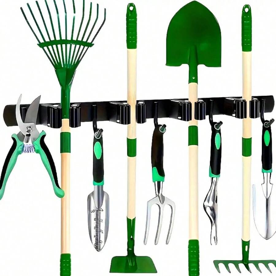 Wall Mounted Broom & Mop Holder, Strong Adhesive Installation Bracket, Mop & Broom Hooks, Multipurpose Storage Rack For Garden Tools, Heavy Duty Reusable Kitchen Organizer, Easy Installation, Bathroom Storage Shelf, Space Saving, Suitable For Home, Kitchen, Garden, Laundry Room And Garage, Great Gift For Valentine's Day, New Year, Easter, Mother's Day, Father's Day