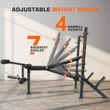 Weight Bench 3 Sec Foldable Workout Bench With Squat Rack Leg Extension And Leg Curl 900LBS Adjustable Bench Press For Home Gym Standard Strength Training Bench - Obsidian - View 2