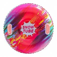 1个加厚PVC充气滑雪板 | 圆形雪橇，带便携提手，高回弹，圆角设计，可折叠便携，通用尺寸，适合滑雪场/庭院/户外滑雪，圣诞限量版礼物 - 彩色 - 查看 14