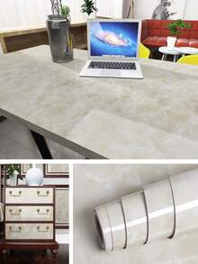 1 Roll Marble Pattern Wallpaper Film, Suitable For DIY Decoration Of Kitchen Countertops, Bedroom Furniture, Desks, And Other Home Decor, Vinyl Sticker, Spring Home Decor, Branch Decorative Sticker, Refresh Your Home - Khaki - View 9