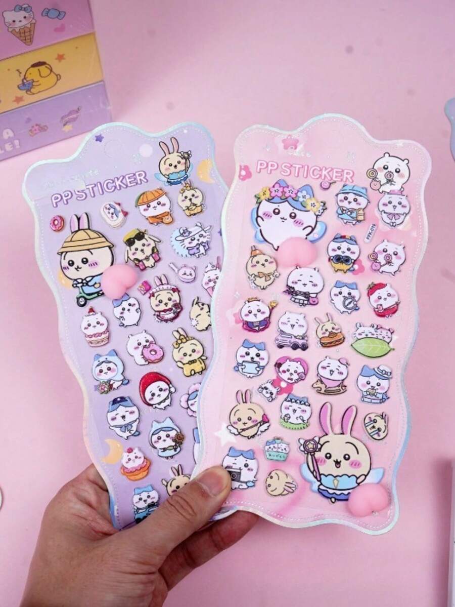 Jiyikawa Stickers Creative High-Looking Usaqi Xiaoba DIY Handbook Decoration Stickers, Cartoon Stickers, Water Cup Decoration Stickers, Children's Stickers, Gift Decoration Stickers (Some Styles May Have Color Differences And Will Be Randomly Sent) - Multicolor - View 1