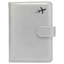 Porta de Pasaporte de Cuero PU, Billetera de pasaporte, Maletn de Viaje Impermeable con Bloqueo RFID para Identificacin de Viaje, Femenina y Masculina Negro - Gris - Ver 2