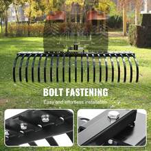 Remolque detrás del rastrillo de paisaje, 60" remolque Dethatcher con 21 latas de bobina de acero, rastrillo de rastrillo de césped se fija a barras de herramientas de 48" o 60" y sistemas de suspensión de 3 puntos, para hojas, agujas de pino y césped - 60 " - Ver 5