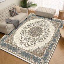 1pc Vintage Style Floral Mandala Pattern Carpet. Velvet Fabric, Approx. 850g, 0.6cm Thick. Wear-Resistant, Anti-Slip, Easy To Clean. Available In Multiple Sizes. Suitable For Kitchen, Living Room, Dining Room, Bedroom, Balcony, Bathroom, Study And Other Scenarios. An Ideal Choice For Home Decor. - Multicolor - View 8