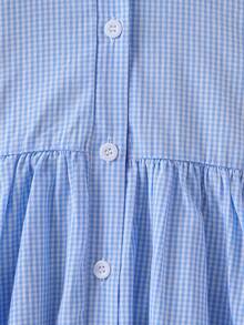 女童格子领无袖休闲连衣裙，户外/度假风，校园时尚款 - 藏蓝色 - 查看 4