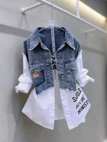 Casual Letter Plain Button Front Pocket Long Sleeve Button For Daily Wear - White - View 2