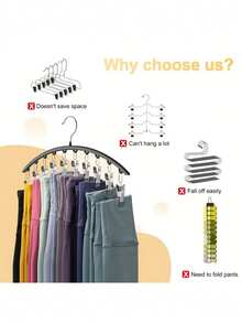 1Pc,Stainless Steel Pants Hanger, Space Saving Wardrobe Storage With 10 Clips Dress Pants Shoes Jeans Boots Skirt,Spring,Minimalist,Summer Tops - Multicolor - View 1