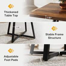 LITTLE TREE Square Dining Table Set Of 6, 31.5" Industrial Dinner Table With Metal Base, Kitchen Table For Dining Room, Small Space, Apartment - Brown - View 10