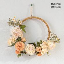 1 Set Romantic Retro Bohemian Style Artificial Rose Flower Wreath - Faux Floral Wall Hanging Decor, Valentine's Day Surprise Gift, Wedding Arch Backdrop, Restaurant Patio Decoration, Outdoor Camping Picnic Photography Prop, Reusable Silk Flower Garland, Suitable For Engagement Party, Living Room Decor, Romantic Aesthetic Home Party Essential - Multicolor - View 20