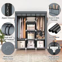 Portable Multifunctional Storage Closet Rack With Dustproof Canvas, Multi-Color Option, Fashionable Household Items, Clothes In The Bedroom And Things In The Living Room - Brown - View 6