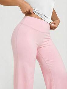 VVX Yoga Pants Women High Waist Stretch Casual Soft Straight Leg Bottoms - 粉色 - 查看 5