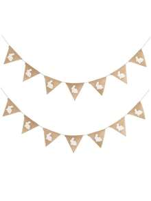 7pcs Rabbit Holiday Party Decoration Pennant Flags, Easter Bunny Burlap Triangular Flags - Mixed Colors, Fabric Party Decorations Suitable For Garden Picnic Gatherings, Easter Decorations, Spring Decor Centerpieces - Multicolor - View 1