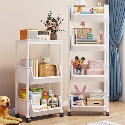 1pc Multi-Function Narrow Storage Rack With Wheels, Space-Saving Movable Shelves, Multi-Layer Rack With Brakes, Suitable For Dorms ,Travel Essential Bag