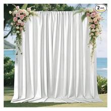 Joydeco White Curtains Backdrop For Wedding Parties, Photo Backdrop Curtains For Wedding Decorations Birthday, Wrinkle Free Polyester 5ft X 10ft Fabric Drape 2 Panels With Rod Pockets - Nhiều màu 1 - Xem 1