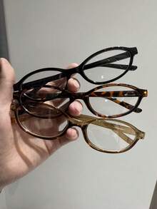 1-3pcs Women's Cute Small Oval Fashion Glasses, Multi-Color Matching, For Writing, Reading, Office, School, Outfit Pairing, Daily Use - Colorless - View 12