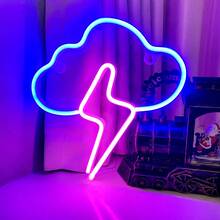 1pc LED Neon Cloud & Lightning Neon Sign, Thunderstorm Cloud Lightning USB & Battery Powered Neon Light, Home Wall Decor Night Light, Suitable For Holiday Decoration, Party, Proposal, Bedroom, Wedding, Birthday Party, Game Room, Valentine's Day, Mother's Day, Christmas - White - View 14