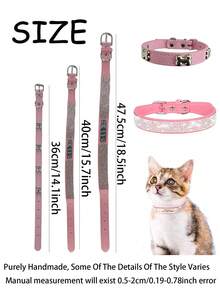 Valentine's Day Pink Large Dog Collar With Detachable Bell - Adjustable, Soft & Comfortable, Fits Neck Circumference 14-18 Inches - Multicolor - View 2