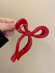 1个女士亚克力珍珠蝴蝶结发爪夹，大号，优雅马尾辫配饰，适合日常、海滩、旅行、派对等场合，时尚发夹，精致甜美的发饰（请注意，由于拍摄光线原因，产品图片可能与实物存在一定色差，请以实物为准）女士发饰 - 彩色 - 查看 4