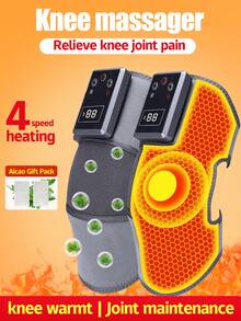 1pc/Pair Knee Massager With Heating And Vibration Function, Relieve Pain, 4 Heating Modes And 3 Massage Modes, Adjustable For Knee/Elbow/Shoulder, Wireless Rechargeable Heated Knee Brace, Suitable For Both Men And Women, Essential For Keeping Warm In Winter
