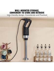 Commercial Immersion Blender, 750W 16" Heavy Duty Hand Mixer, Variable Speed Kitchen Stick Mixer With 304 Stainless Steel Blade, Multi-Purpose Portable Mixer For Soup, Smoothie, Puree, Baby Food - Black - View 6