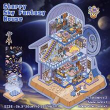 1 Scene Card With 2 Sticker Sheets, 1 Effect Picture - Cartoon Design, 2 Options, Sticker Painting, 3D Miniature House Scene Stickers, DIY Scrapbooking Toy Stickers, Landscape Stickers, Hand-Categorized Small House Scene Stickers, Self-Adhesive - Multicolor - View 14