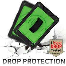 1pc Shockproof Tablet Case For Tab A9+ Plus 11 Inch 2023 (X210/X216/X218) With Rotating Stand And Hand Strap, Black; Tablet Case Compatible With Ipad (A16) 11th Gen 11 Inch 2025 / IPad 10th Gen 10.9 Inch 2022 With Pencil Slot, Hybrid Protective Cover With Pencil Slot; Compatible With Ipad 9th/8th/7th Gen And IPad 10.2 Inch 2019-2021 - Black & Green - Colorful Rose Red - View 4