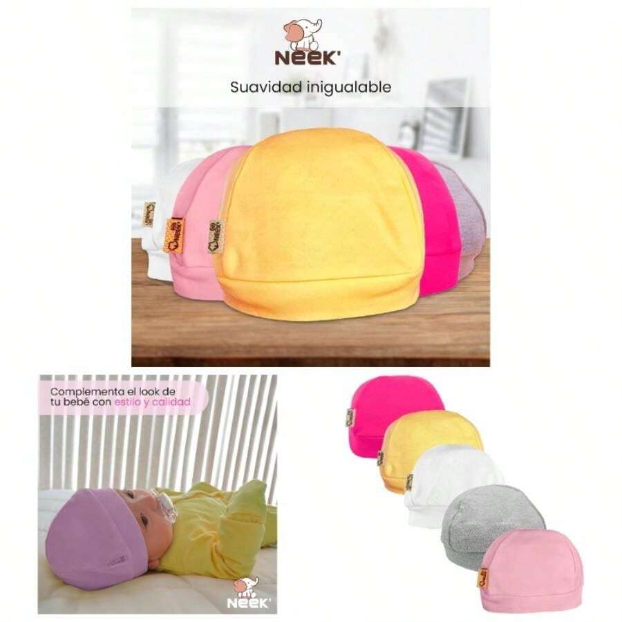 Neek Cotton Pack de 6 Gorros para Beb u2013 Algodn Suave Ropa para Beb Nio y Nia Accesorios Recin Nacido Regalo Shower - Pack x6 Niña + 3-6 Meses - Ver 1
