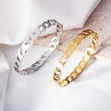 1 chiếc vòng tay nữ bằng thép không gỉ hình ba ngôi sao rỗng, màu vàng/bạc, quà tặng trang sức cổ điển. - vòng đeo tay - Xem 1