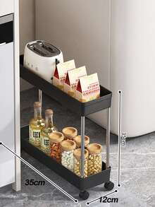 2/3/4层滑动式储物推车，窄缝储物推车，适用于厨房、洗衣房、狭窄空间的多功能储物架，落地式