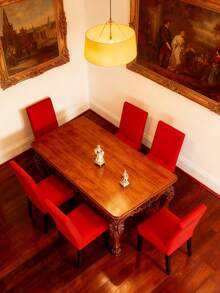 4/6件装红色牛奶丝椅套，弹力防尘防污椅套，适用于客厅、酒店、餐厅、厨房、家居装饰，四季皆宜，也可用作圣诞沙发套、圣诞装饰 - 大紅色 - 查看 9