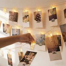 1串10/20/40 LED照片夹灯串，暖光电池供电，浪漫仙女灯，适用于生日、婚礼、主题装饰、家居、派对、卧室、客厅 - 夾子燈串 - 查看 4