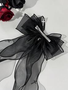 1 chiếc phụ kiện trang trí hình thánh giá kiểu Gothic, kẹp tóc nơ lưới, kẹp tóc hình vịt bằng kim loại, dành cho nữ, ghim cài tóc. - màu đen - Xem 4