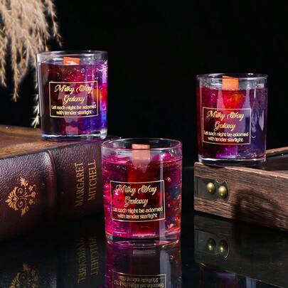 1 chiếc/hộp, Nến thơm thạch Galaxy mới, Hiệu ứng bầu trời sao chuyển màu ngẫu nhiên, Hương thơm độc đáo, Tạo không khí lãng mạn, Thích hợp cho kỷ niệm ngày cưới/Lễ Tạ ơn/Cầu hôn/Tiệc sinh nhật/Không gian thương mại/Trang trí ngày lễ và nhiều dịp lãng mạn khác.