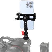 Universal Mobile Phone Holder Clip Clamp Cold Shoe Base 1/4 3/8 Tripod Adapter Mount Knob Lock For 62~87mm Smartphones Bracket - Black - View 3