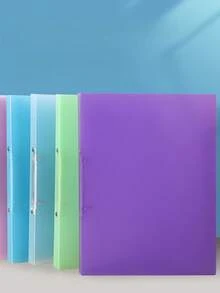 1pc A4 Candy Color Transparent PP Waterproof 2/3/4 Ring Binder Folder, Office File Document Organizer - A4-o Clip - View 1