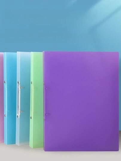 1pc A4 Candy Color Transparent PP Waterproof 2/3/4 Ring Binder Folder, Office File Document Organizer