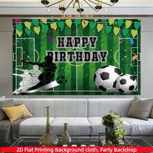 1PC,2D Flat, Football Themed Birthday Background Banner, Made Of Polyester Fabric, Used For Birthday Party Decoration, Football Themed Parties, Sports Celebration Parties, Birthday Celebrations, Holiday Parties, Birthday Background Cloth, Cake Table Decoration, Anniversaries, Home/Garden/Indoor/Outdoor Decoration, Photography Background Props, Matching Decoration Supplies/Gifts, Event Background - Multicolor - View 8
