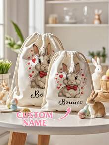 1pc Custom Easter Bag, Personalised Easter Bunny And Egg Hunt Gift Bag, Custom Easter Sack, Easter Bunny, Easter Party Bags, Easter Decorations, Easter Egg Hunt, Boys Girls Easter Gifts, Name Sacks, Anniversary Gift, Valentine Gift, Birthday Gift, Wedding Gift, Mother's Day Gift, Father's Day Gift, Best Friend Gift, Gift For Mom/ Dad/ Her/ Him/ Girlfriend/ Boyfriend/ Wife/ Husband/ Friend