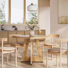 LITTLE TREE Small Space Dining Table MDF Square - 80x80x75cm Easy Assembly, Space-Saving Design For Dining Room/Kitchen - Brown - View 6