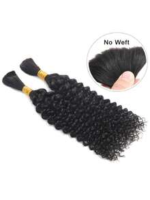 100g 2 Bundles/Pack Curly Boho Hair For Braiding Knotless 12A Deep Wave Bulk Wet And Wavy Braiding Hair Curly Virgin No Weft Extensions Natural Black Color Human Hair For Boho Braids Human Unprocessed Curly Bulk Bohemian Hair Extensions Natural Color No Weft - Natural Black - 查看 2