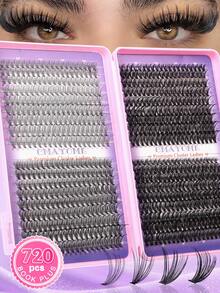 CMAYOME 720片假睫毛及胶水套装，大容量设计，可打造浓密蓬松、自然逼真的眼妆。3D立体质感，柔软持久。套装包含：簇状假睫毛、胶水和封口贴。
