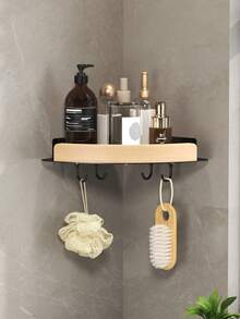 1pc Bathroom Towel Ring, Triangular Bathroom Shelf, Adhesive Towel Rack, For Bathroom Storage And Organization, No Drilling Required, Easy Installation, Bathroom Accessories