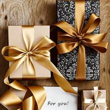 1 Roll 25 Yards Champagne Gold Satin Ribbon, Polyester Satin Christmas Ribbon For Wedding, Graduation, New Year Decoration, DIY Bow, Bouquet, Gift Wrapping, Valentine's Day, Mother's Day - Multicolor - View 4