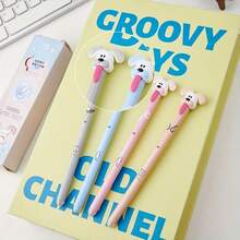 1pc Funny Dog Sticking Tongue Out Retractable Pen, Creative Design, Smooth Writing, Practical Office/School Supplies, Perfect Gift For Pet Lovers, Birthday Party - Multicolor - View 5