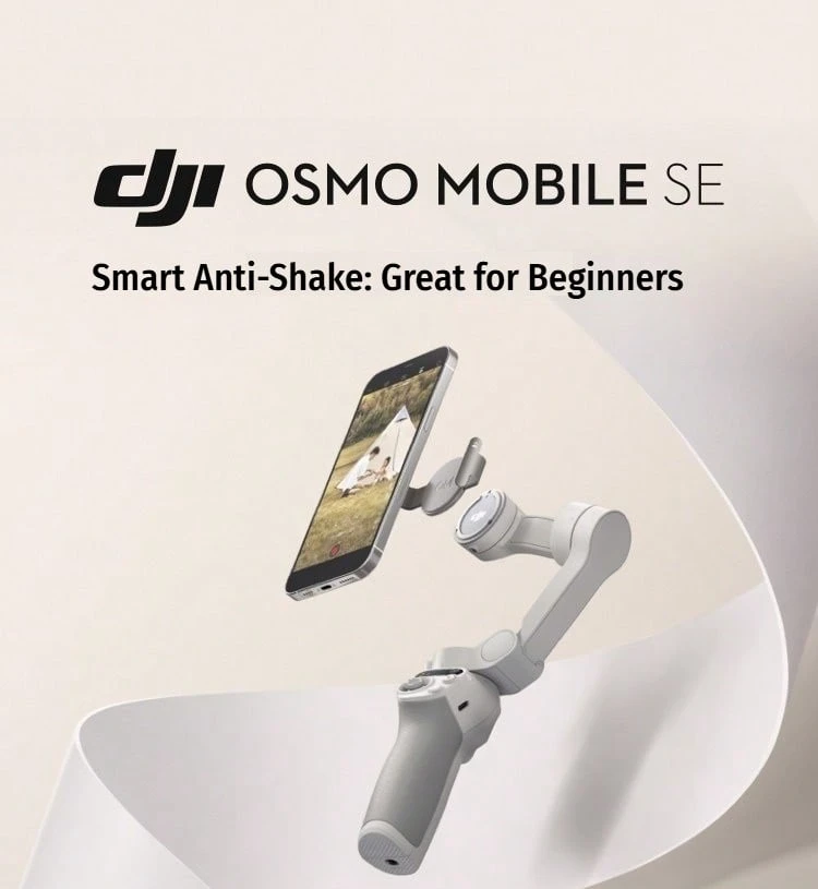 DJI OM SE Smartphone Gimbal Stabilizer | Smart Tracking 6.0 | Magnetic Quick Release | 8-Hour Battery Life For Content Creation | Smart Tracking For Parties & Travel | Foldable & Portable | Gesture Control Selfie, One-Click Share | Smart Stabilization | Vlogging Companion | Instant Landscape/Portrait Switch | Compact & Portable | Extendable Pole, Smart Tracking While Walking | Approx. 8-Hour Battery Life, Say Goodbye To Battery Anxiety
